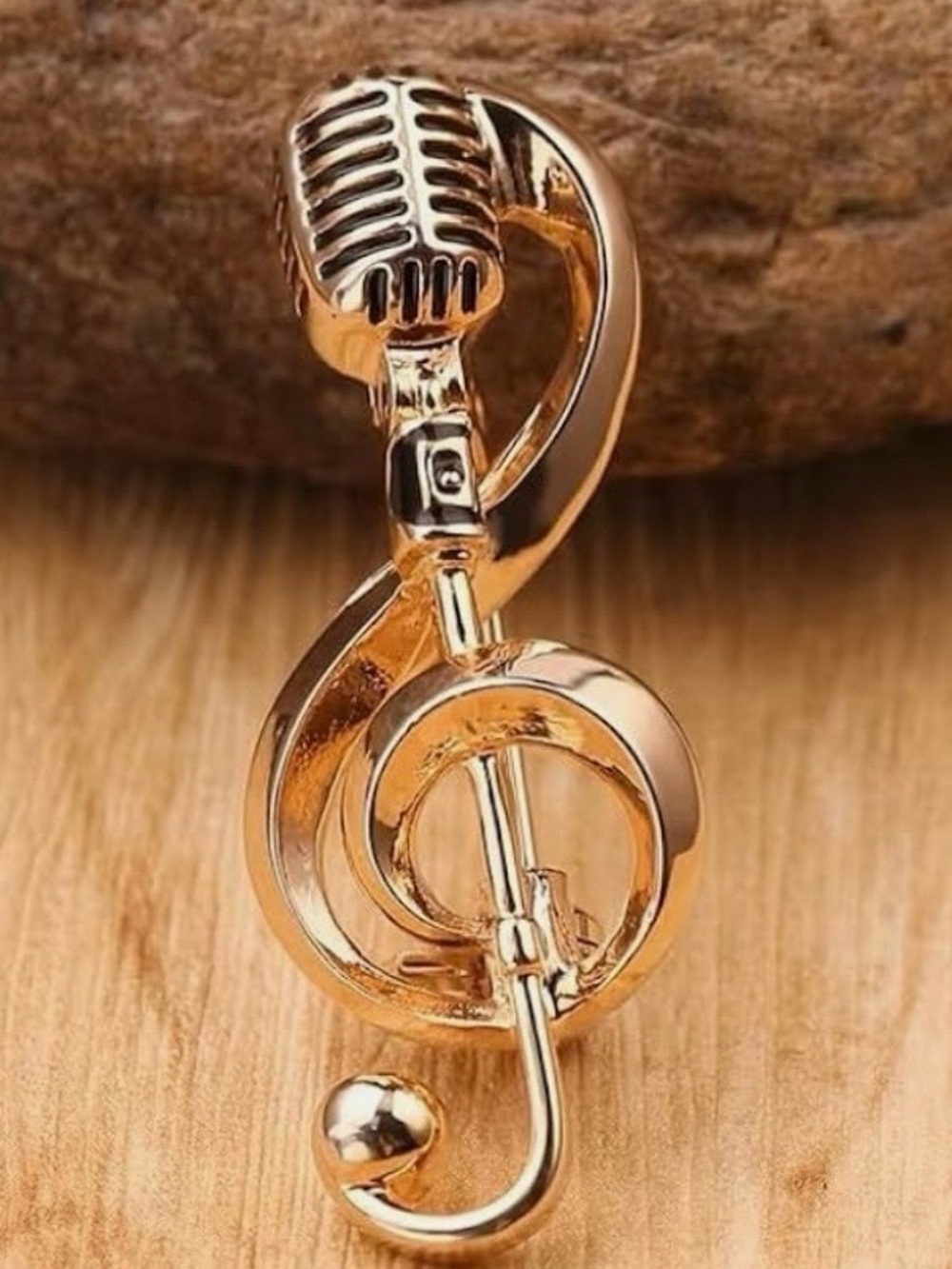 Music Note & Microphone Brooch